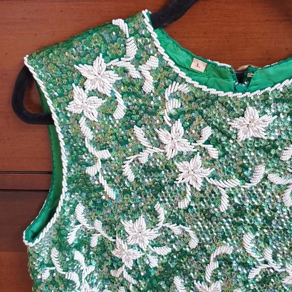 Vintage Sequin and Beaded Top Size L - Picture 2 of 14